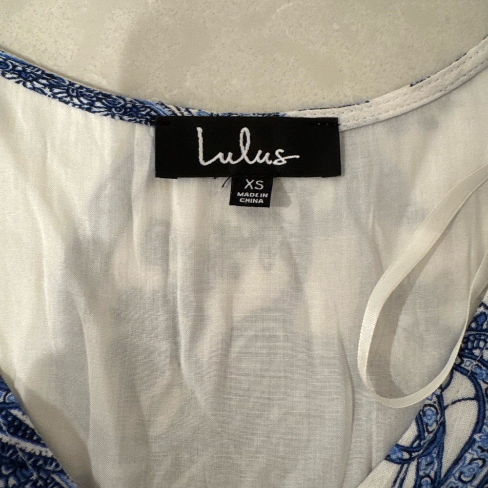 Lulu's Blue and White Long Sleeve Dress - Picture 5 of 5